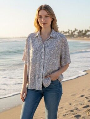 Liz Claiborne Collection Vintage 90s Paisley Button Down Oversized 8